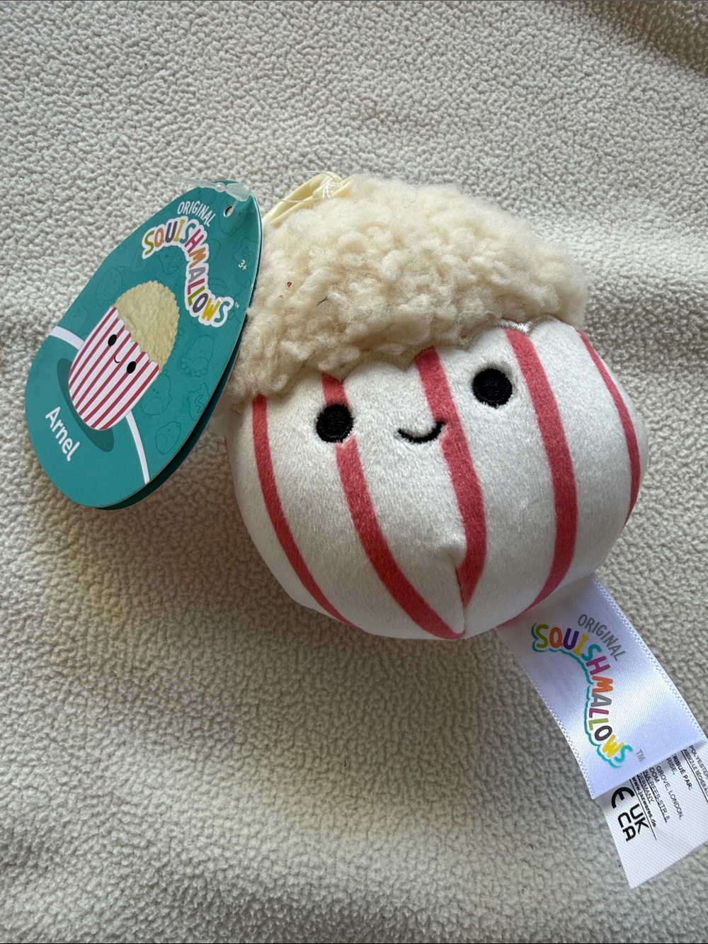 Squishmallows Arnel Popcorn Plush - Cream Top with Red & White Stripes